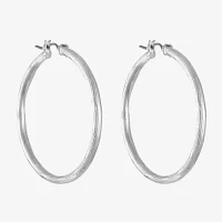 Liz Claiborne® Silver-Tone Textured Hoop Earrings