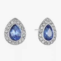 Monet® Blue and Silver-Tone Button Earrings