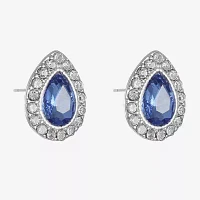 Monet® Blue and Silver-Tone Button Earrings