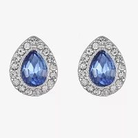 Monet® Blue and Silver-Tone Button Earrings