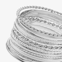 Liz Claiborne® Silver-Tone Textured Bangle Set