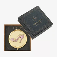 Monet Jewelry Gold Tone Pink Heel Gold Tone Compact Mirror