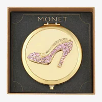 Monet Jewelry Gold Tone Pink Heel Gold Tone Compact Mirror