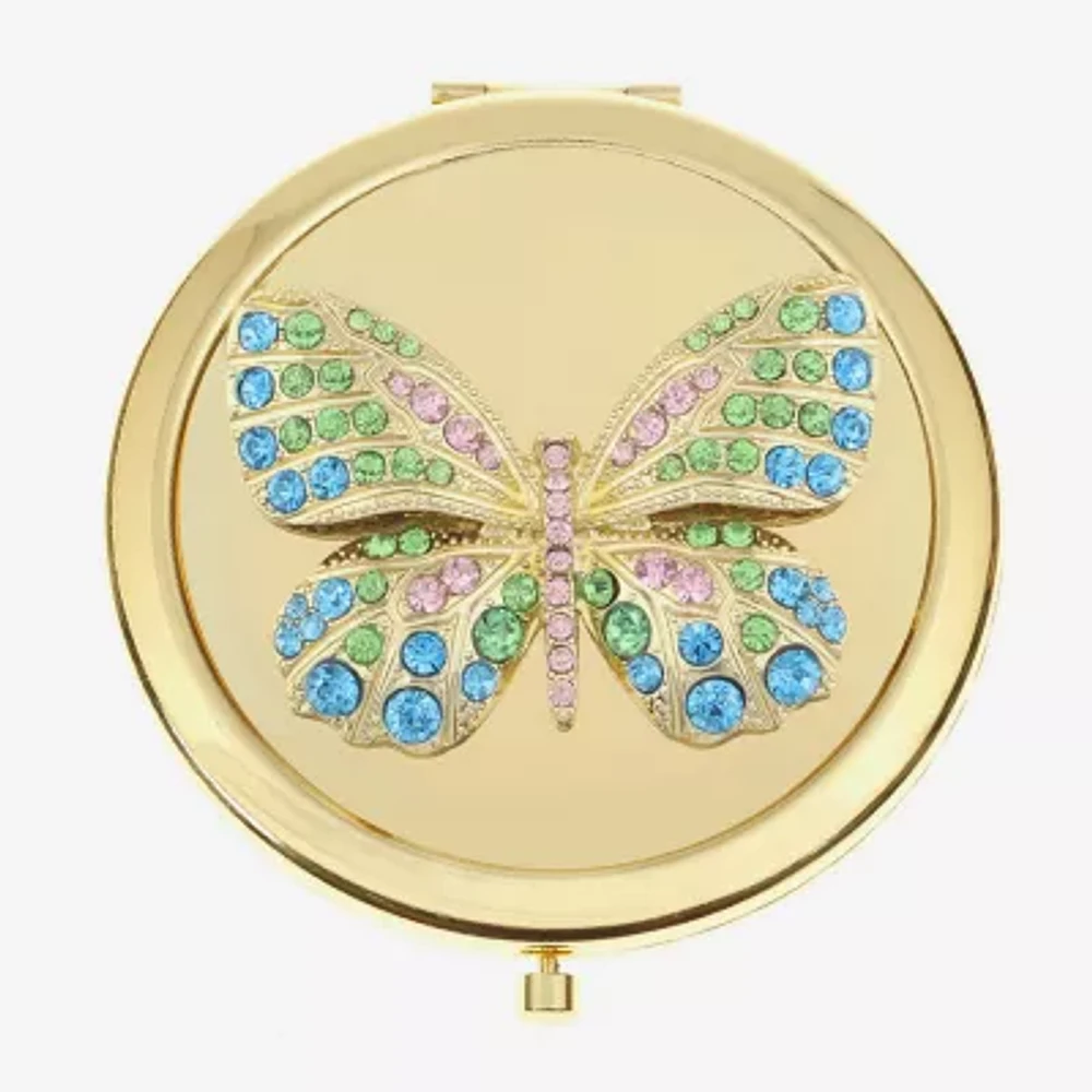 Monet Jewelry Gold Tone Butterfly Compact Mirror