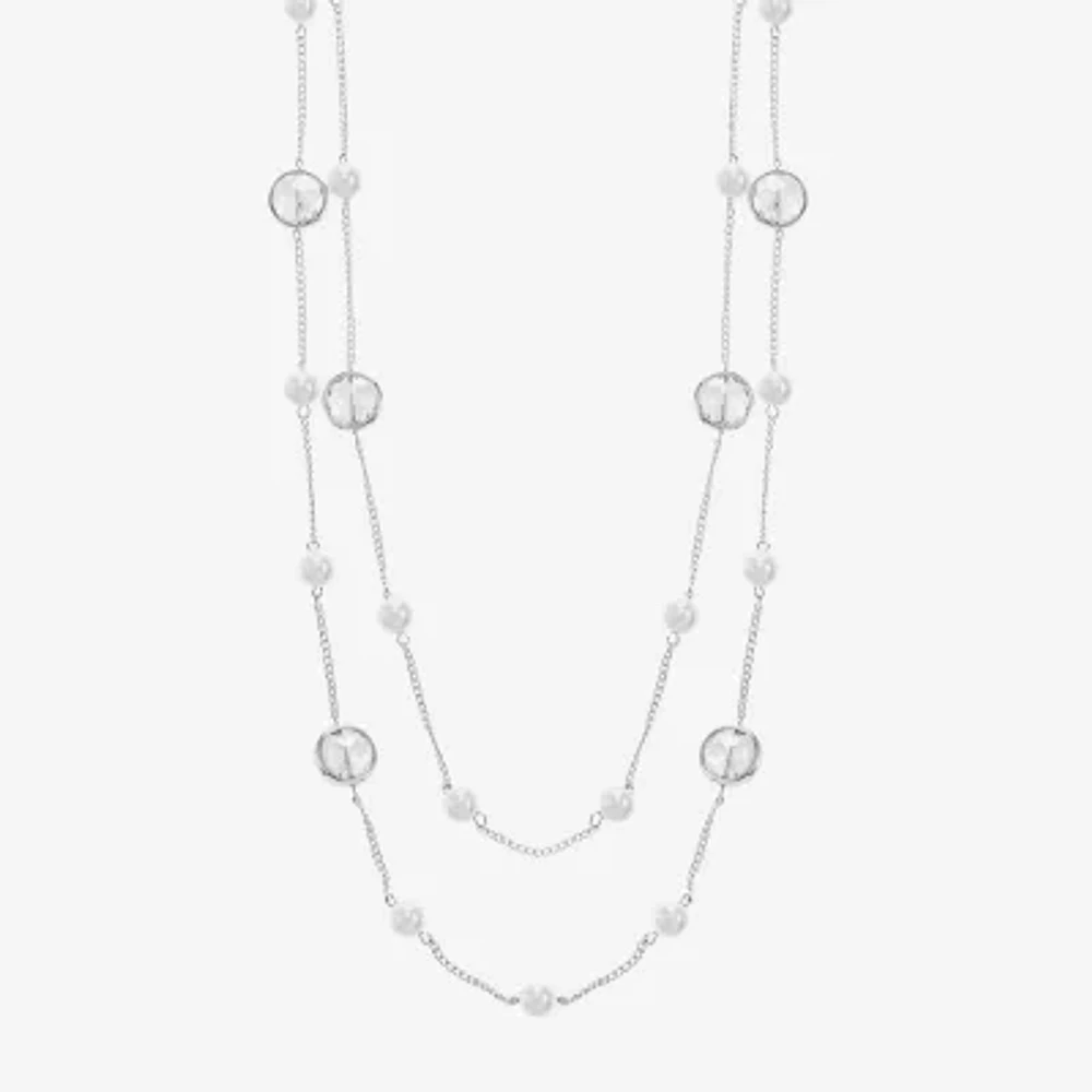 Monet Jewelry Womens White 32 Inch Strand Necklace