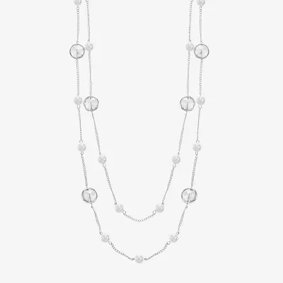 Monet Jewelry Womens White 32 Inch Strand Necklace