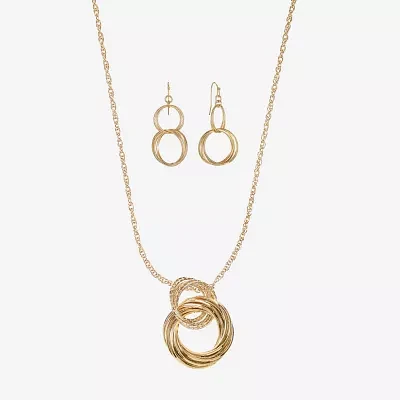 Liz Claiborne Textured Pendant Necklace And Drop Earring 2-pc. Jewelry Set