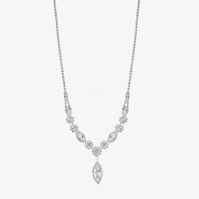 Monet Jewelry Silver Tone Crystal 17 Inch Rolo Y Necklace