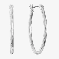 Liz Claiborne® Silver-Tone, Textured Oval Hoop Earrings