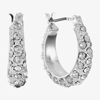 Monet® Silver-Tone Pavé Crystal Hoop Earrings