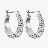 Monet® Silver-Tone Pavé Crystal Hoop Earrings