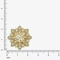 Monet® Gold-Tone Crystal and Simulated Pearl Snowflake Pin