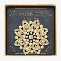 Monet® Gold-Tone Crystal and Simulated Pearl Snowflake Pin