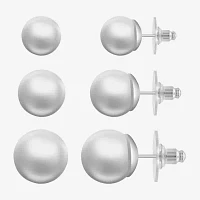 Monet Jewelry 3 Pair Simulated Pearl Ball Earring Set