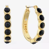 Monet® Gold-Tone Black Hoop Earrings