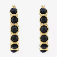 Monet® Gold-Tone Black Hoop Earrings