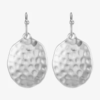 Liz Claiborne® Silver-Tone Hammered Oval Drop Earrings