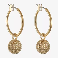 Liz Claiborne Gold Tone Ball Hoop Earrings