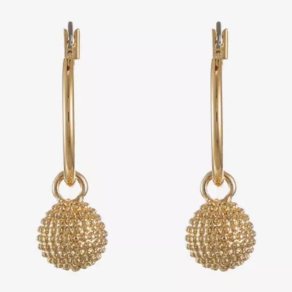 Liz Claiborne Gold Tone Ball Hoop Earrings