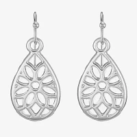 Liz Claiborne Silver Tone Openwork Drop Earrings