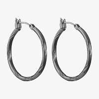 Liz Claiborne Hematite Womens 22mm Hypoallergenic Hoop Earrings