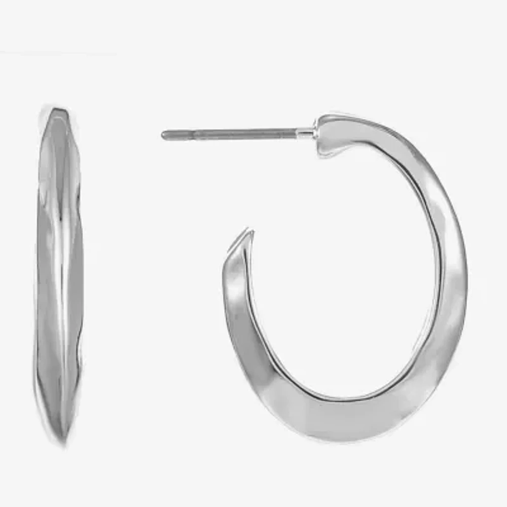 Liz Claiborne Silver Tone Small Open Hoop Earrings