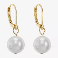 Monet White Goldtone Leverback Drop Earring