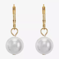 Monet White Goldtone Leverback Drop Earring