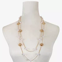 Monet Jewelry Simulated Pearl 32 Inch Curb Strand Necklace