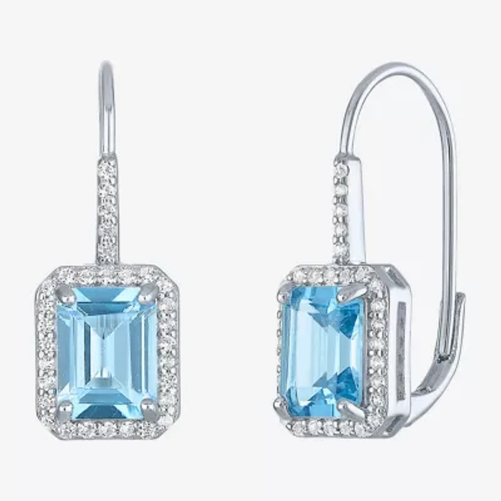 Genuine Blue Topaz Sterling Silver Drop Earrings