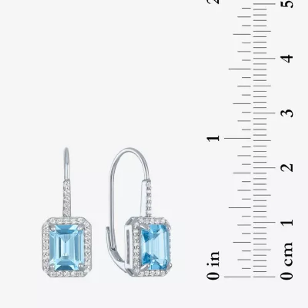 Genuine Blue Topaz Sterling Silver Drop Earrings