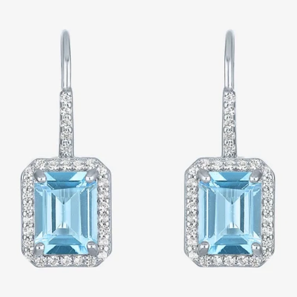 Genuine Blue Topaz Sterling Silver Drop Earrings