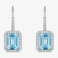 Genuine Blue Topaz Sterling Silver Drop Earrings