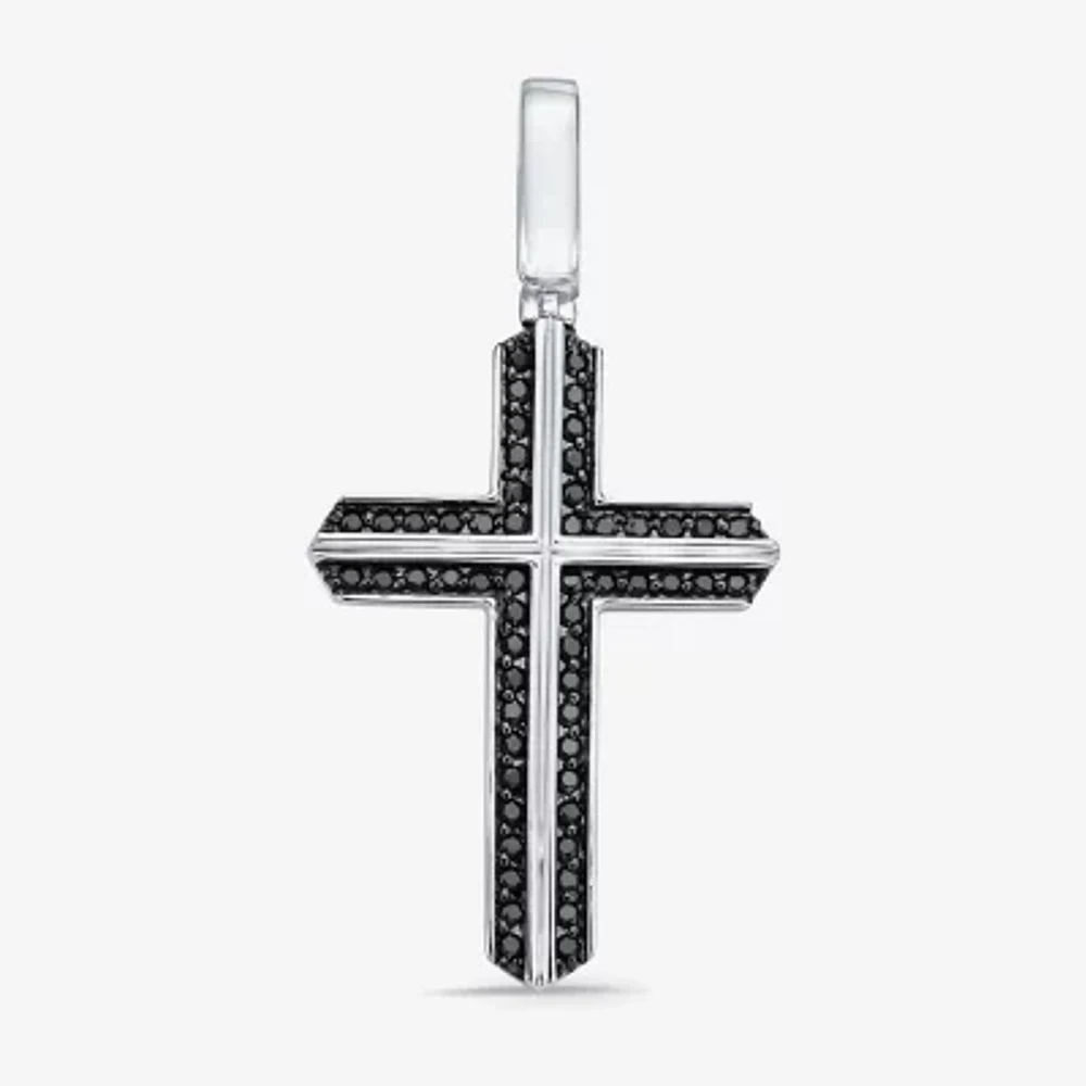 Mens 3/4 CT. T.W. Natural Diamond Sterling Silver Cross Pendants