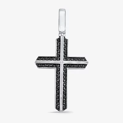 Mens 3/4 CT. T.W. Natural Diamond Sterling Silver Cross Pendants