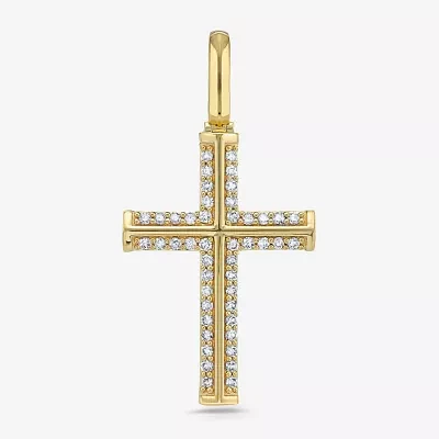 Mens / CT. T.W. Natural White Diamond Sterling Silver Cross Pendant