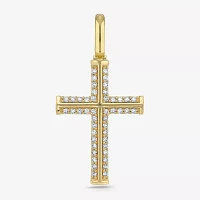 Mens / CT. T.W. Natural White Diamond Sterling Silver Cross Pendant