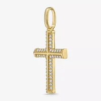 Mens / CT. T.W. Natural White Diamond Sterling Silver Cross Pendant