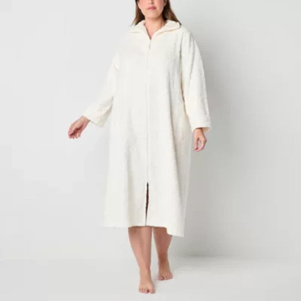 Adonna Womens Plus Fleece Long Sleeve Length Robe