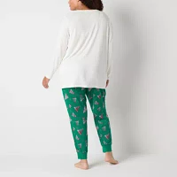 Sleep Chic Tunic Womens Plus V-Neck Long Sleeve Pant Pajama Set