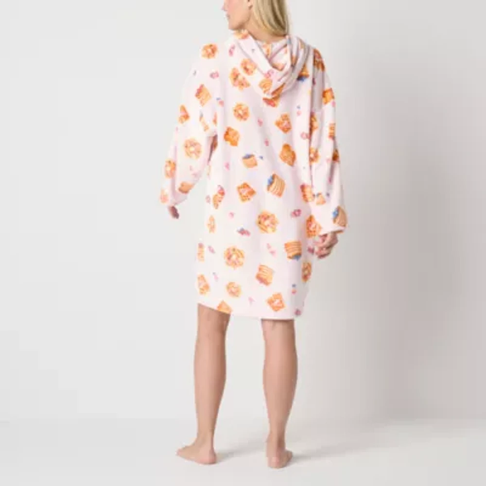 Sleep Chic Womens Fleece Long Sleeve Hooded Nightshirt
