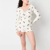 Arizona Body Womens Juniors Rib Long Sleeve One Piece Pajama