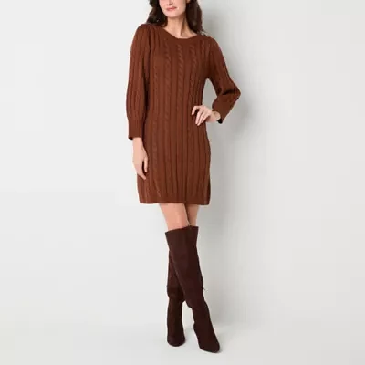 Willow Glenn Womens 3/4 Sleeve Sweater Dress