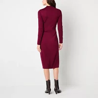 Maia Womens Long Sleeve Midi Sweater Dress