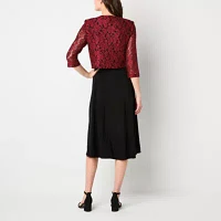 Jessica Howard Lace Womens Midi Jacket Dress