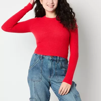 Arizona Juniors Womens Crew Neck Long Sleeve Pullover Sweater