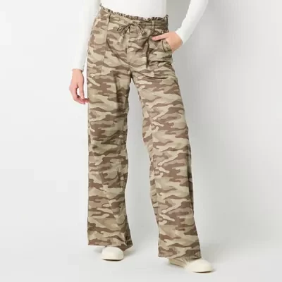 Arizona Womens High Rise Wide Leg Cargo Pant-Juniors