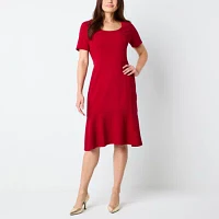 Liz Claiborne Womens Short Sleeve Sheath Dress