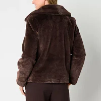 Liz Claiborne Faux Fur Midweight Womens Coat