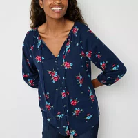 St. John's Bay Womens Split Crew Neck 3/4 Sleeve Blouse